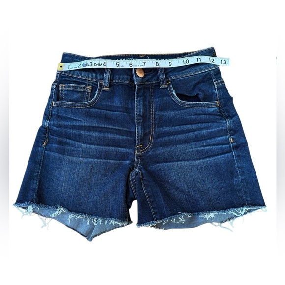 American Eagle Outfitters, Hi-Rise Shortie Jean Short’s, Size 0, Dark Blue - Picture 5 of 9
